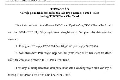 MẪU ĐƠN XIN PHÚC KHẢO KẾT QUẢ THI TUYỂN VÀO LỚP 6 NĂM HỌC 2024-2025